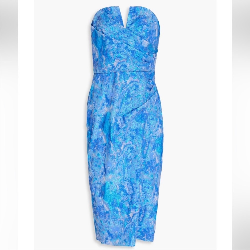 Aidan Mattox Off The Shoulder midi cocktail dress Victoria Blue
